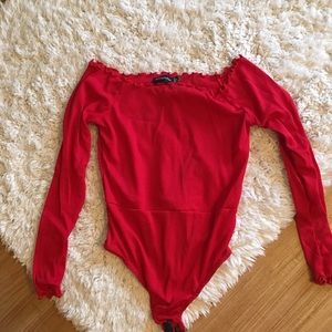 Red long sleeve bodysuit